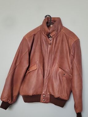 Adam Men's Chestnut Brown Leather Bomber Jacket